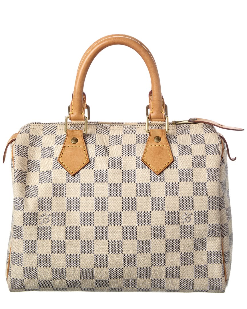 Pre-owned Louis Vuitton White Damier Azur Coated Canvas Speedy 25 (authentic Pre-loved)