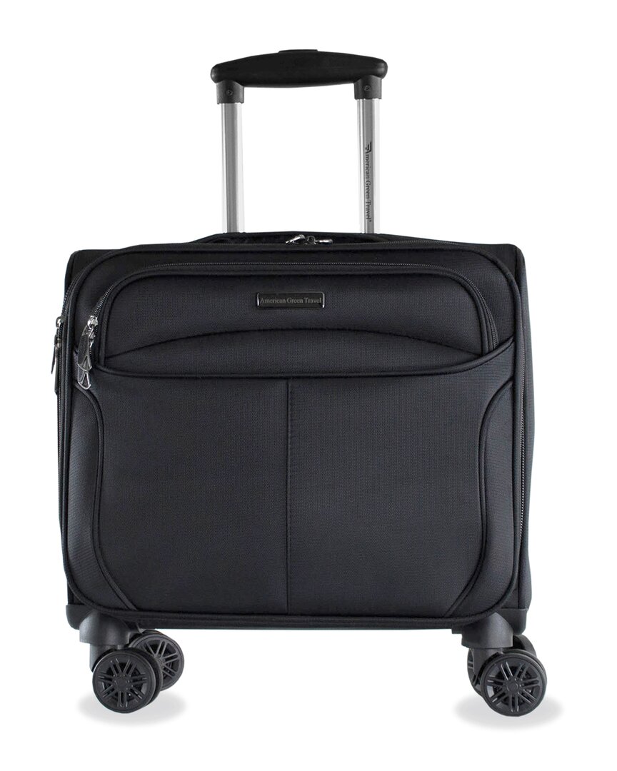 Shop American Green Travel Madison Laptop Spinner Briefcase In Black