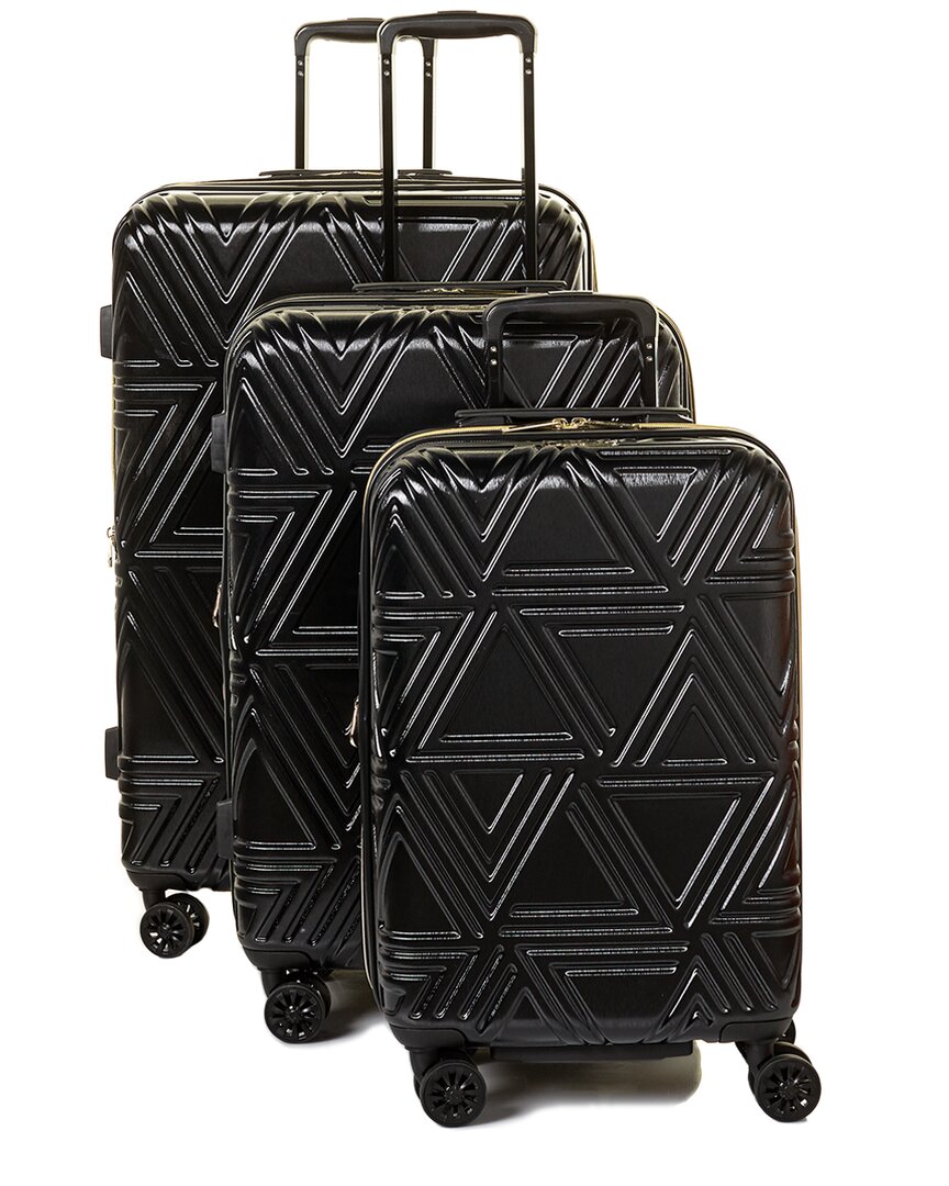 Badgley Mischka Contour Collection 3pc Hardside Luggage Set In Black