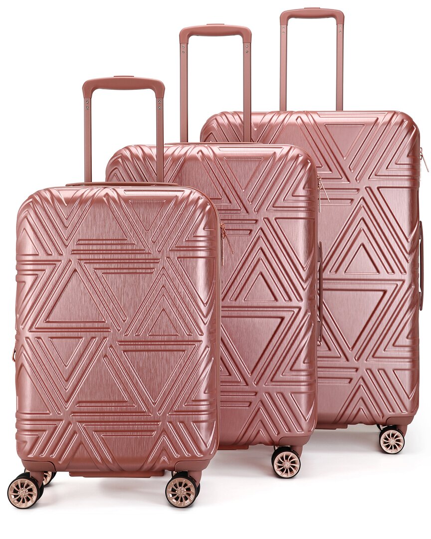 Badgley Mischka Contour Collection 3pc Hardside Luggage Set In Gold