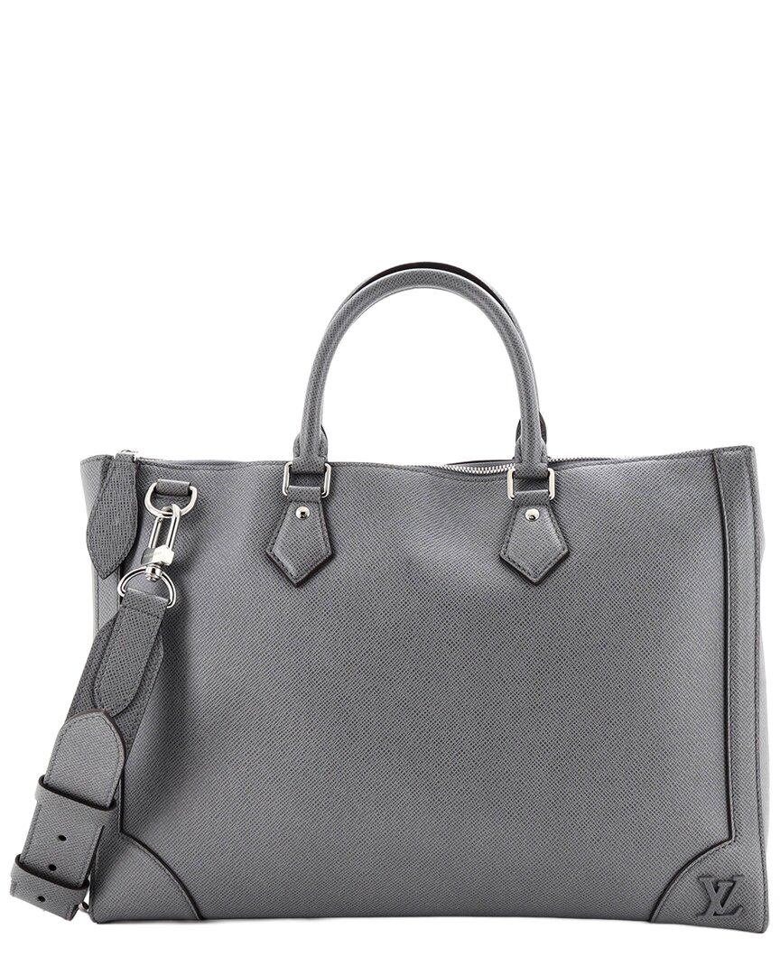 Pre-owned Louis Vuitton Grey Taiga Leather Slim Briefcase (authentic Pre-loved)