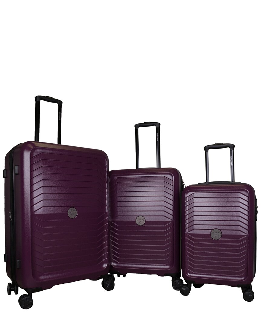 Roberto Cavalli Carbon Fiber 3pc Expandable Luggage Set In Red