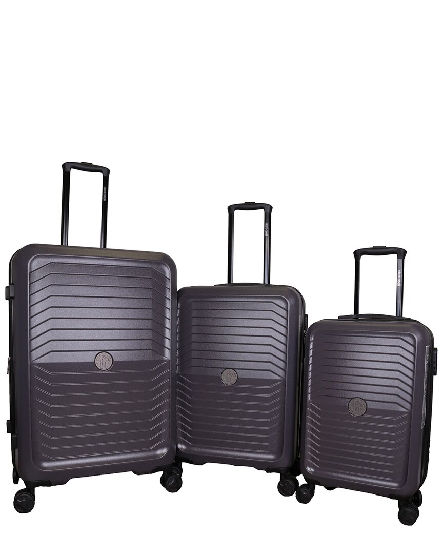 Roberto Cavalli Carbon Fiber 3pc Expandable Luggage Set In Grey