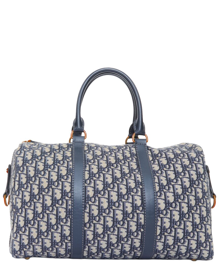 Pre-owned Dior Navy Blue Canvas & Leather 2017 Boston 40 Travel Bag (authentic Pre-  Loved)