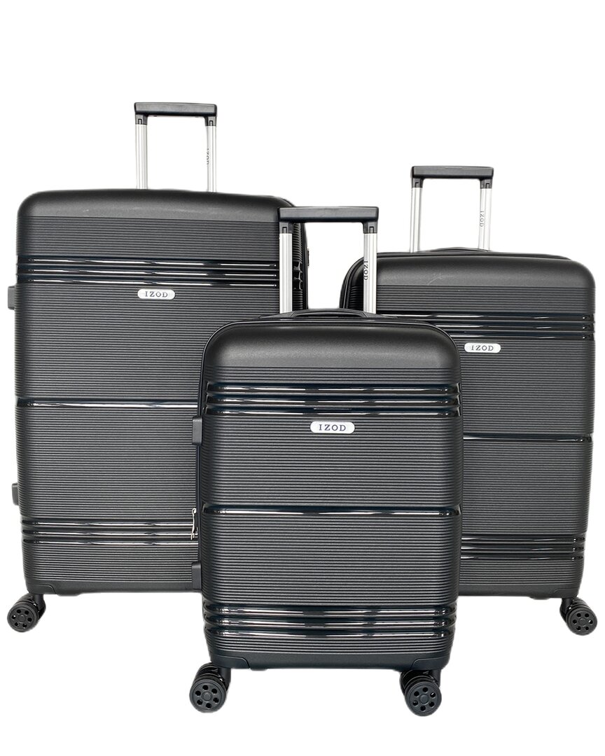 Shop Izod Legna Expandable 3pc Suitcase Set In Black