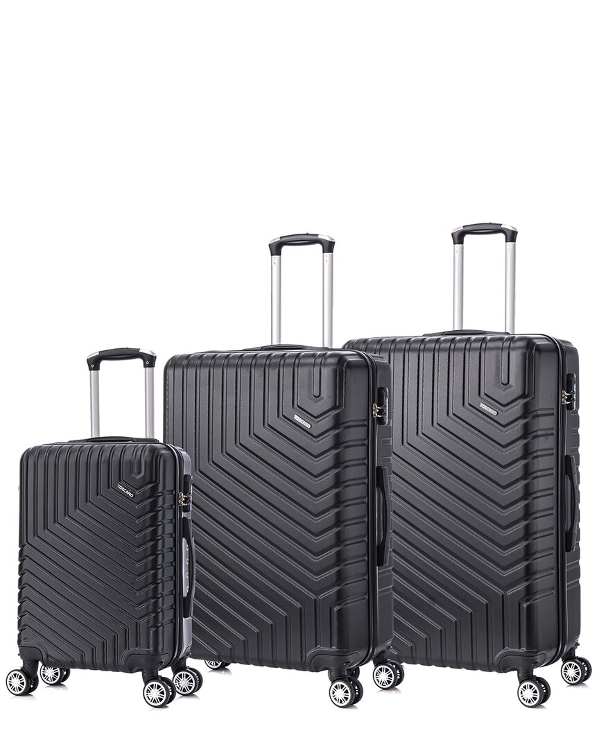 Toscano Rigoroso 3pc Expandable Luggage Set In Black