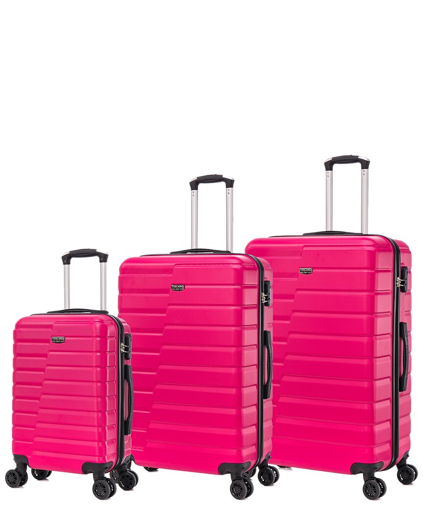 Toscano Opportuna 3pc Expandable Luggage Set In Pink