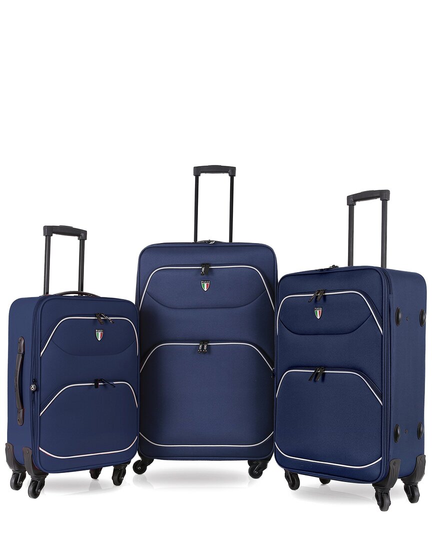 Tucci Ben Fatto 3pc Expandable Luggage Set In Blue