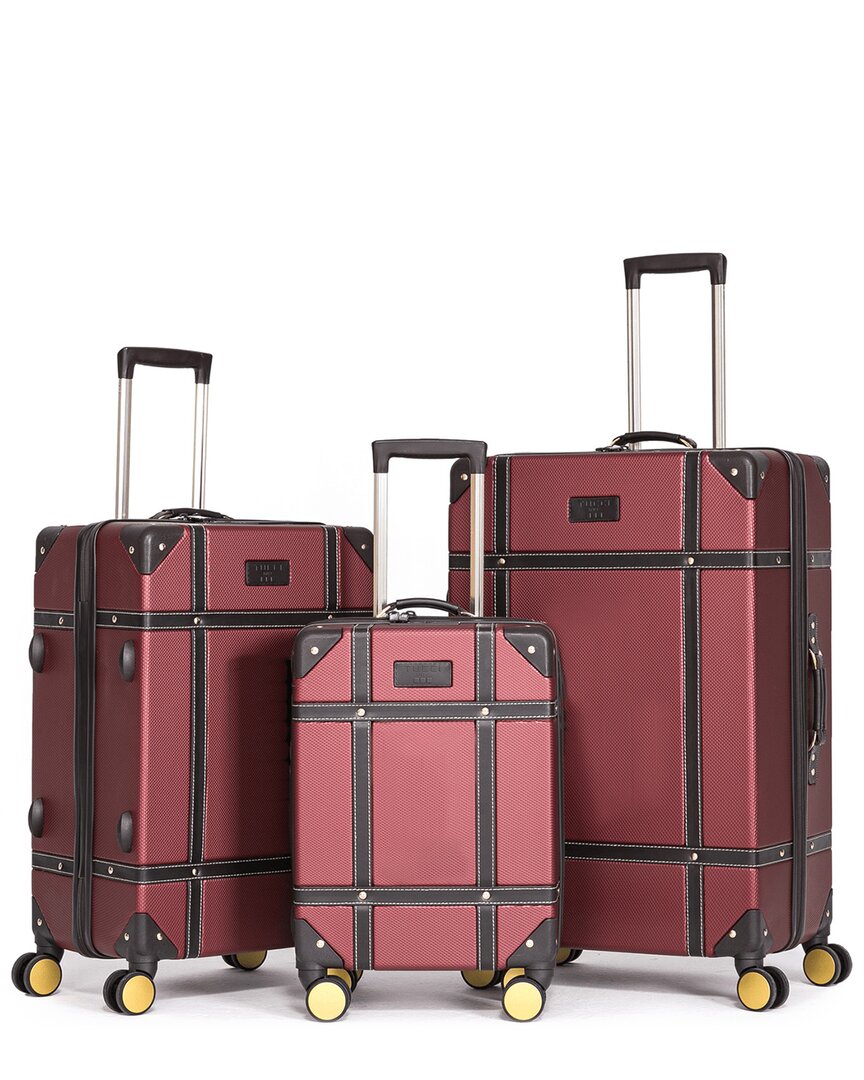 Tucci Legato 3pc Luggage Set In Burgundy