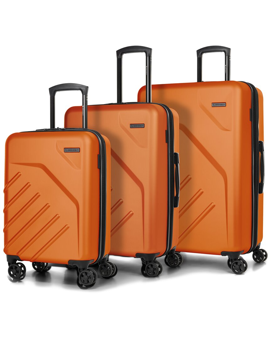 Swiss Mobility Lga 3pc Expandable Luggage Set In Orange