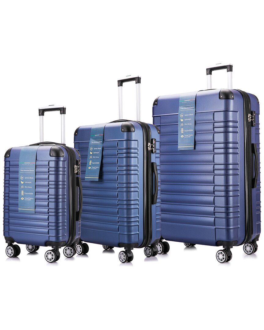 Bronco Polo Evolution 3pc Lightweight Hardside Expandable Luggage Set In Blue