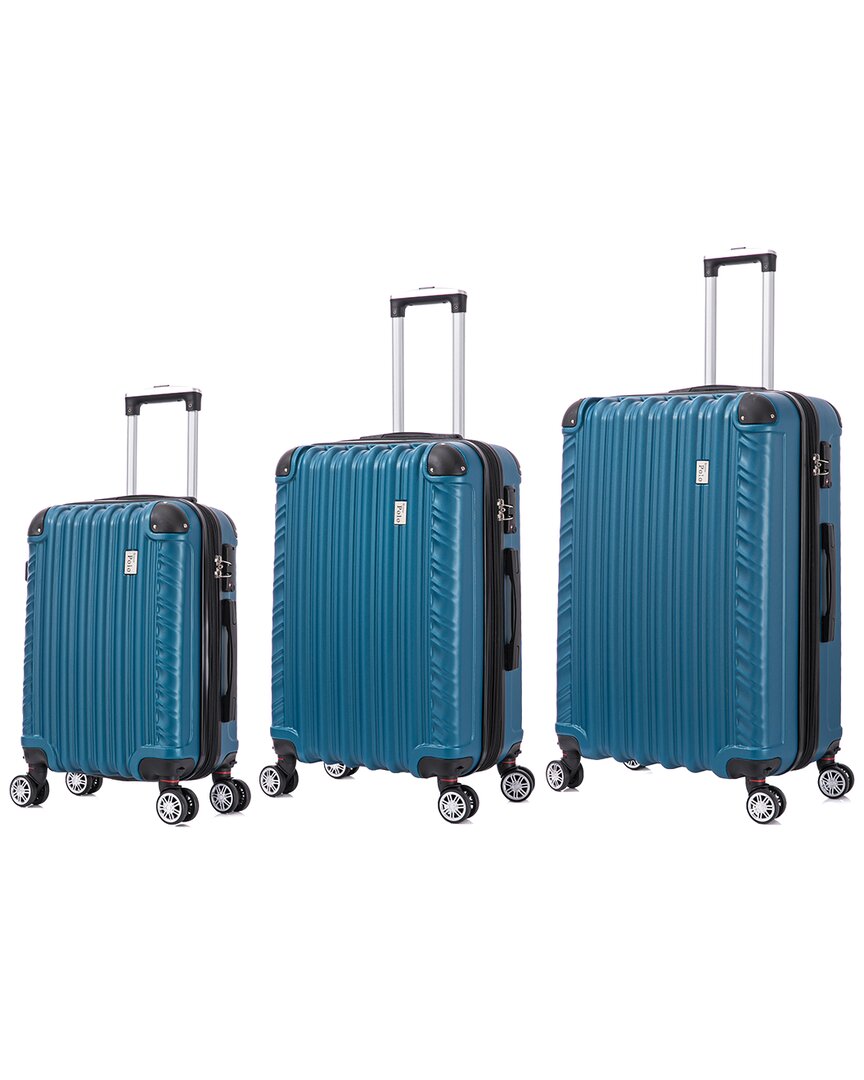 Bronco Polo Capri 3pc Lightweight Hardside Expandable Luggage Set In Blue