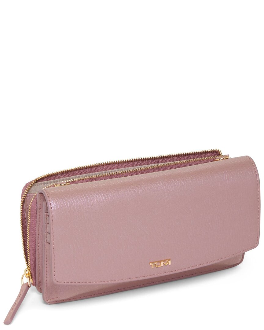 Tumi Belden Slg Leather Wallet Crossbody In Pink