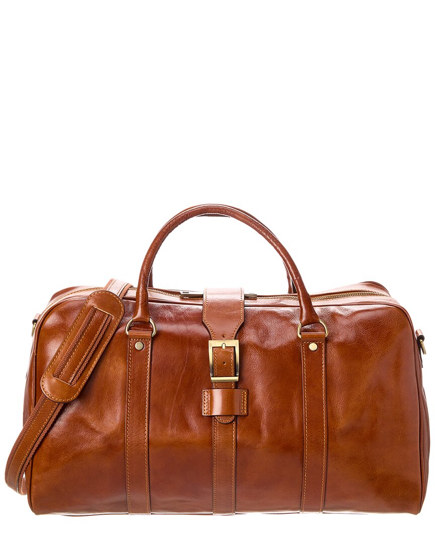 Persaman New York Santino Leather Weekender Bag In Brown