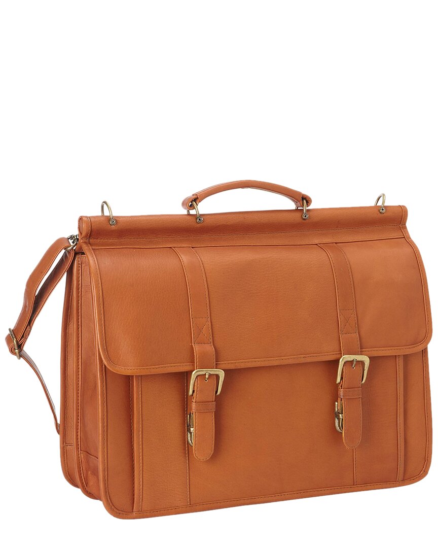 Shop Le Donne Classic Dowel Rod Laptop Leather Briefcase In Brown