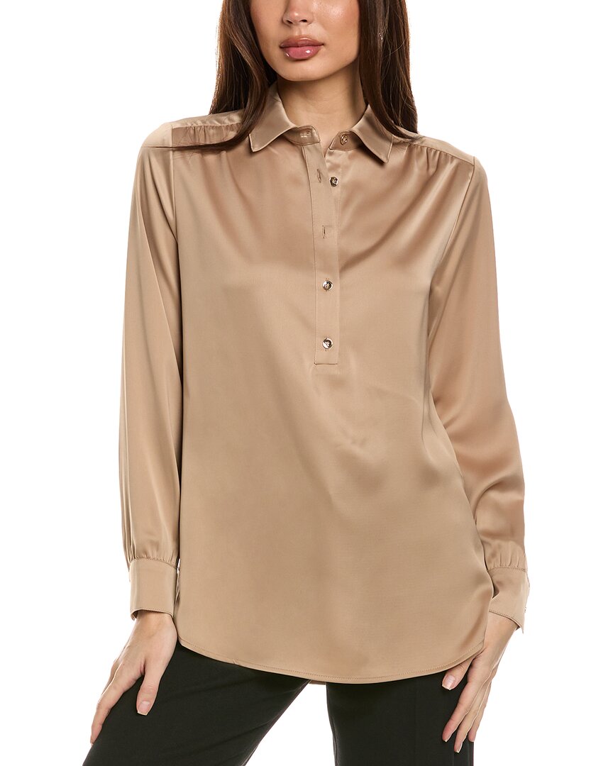 Jones New York Side Button Popover Tunic Top In Brown