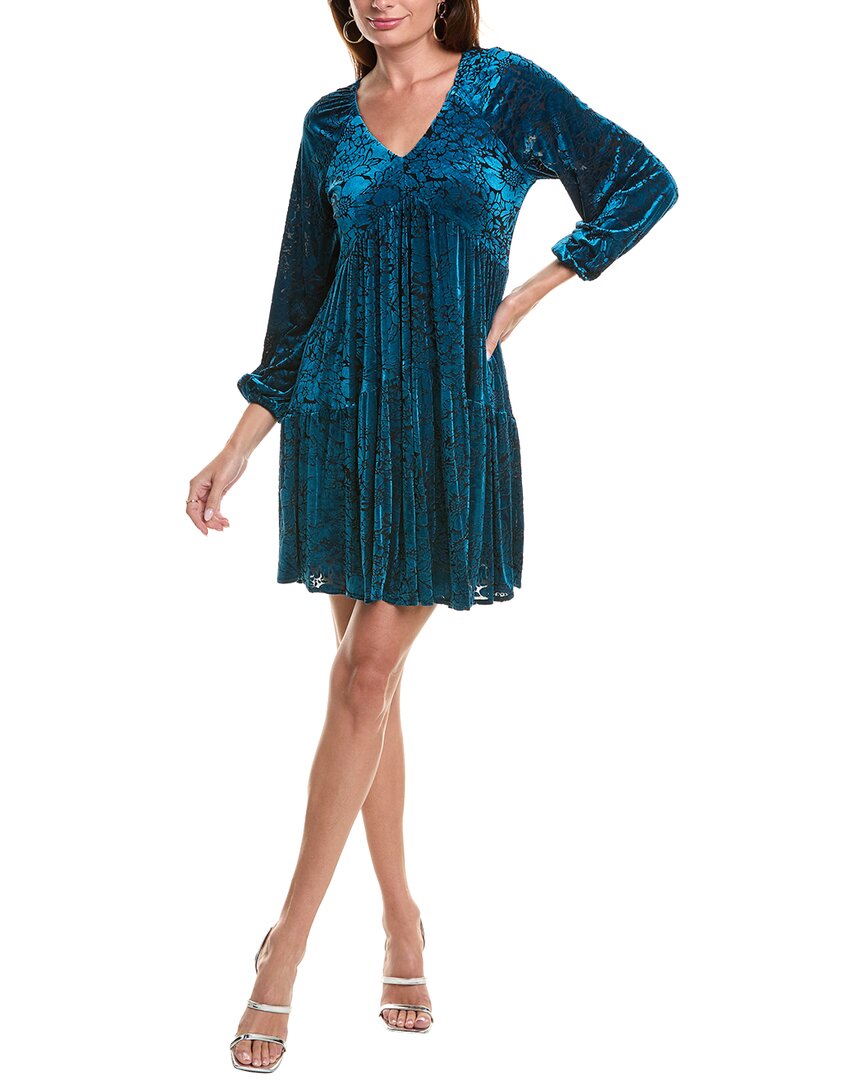 Taylor Velvet Burnout Mini Dress In Blue