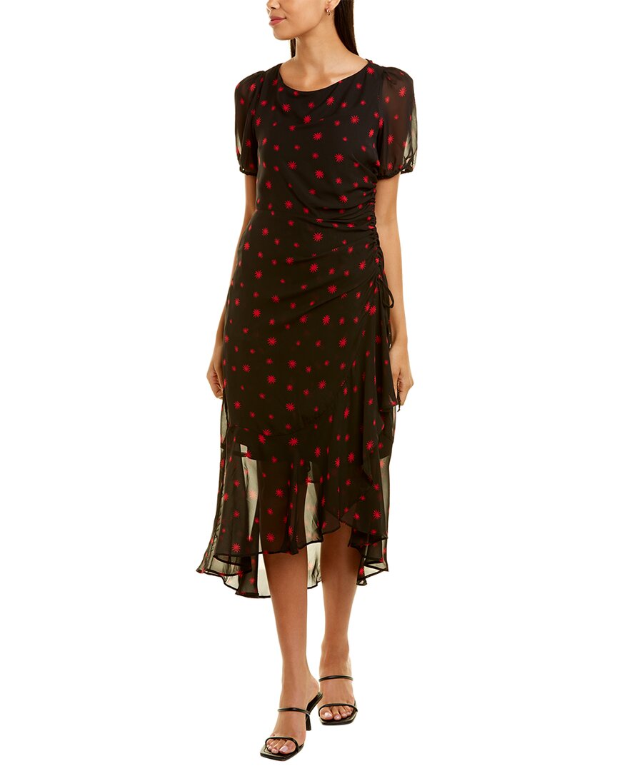Julia Jordan Ruched High-low Midi Dress In Black