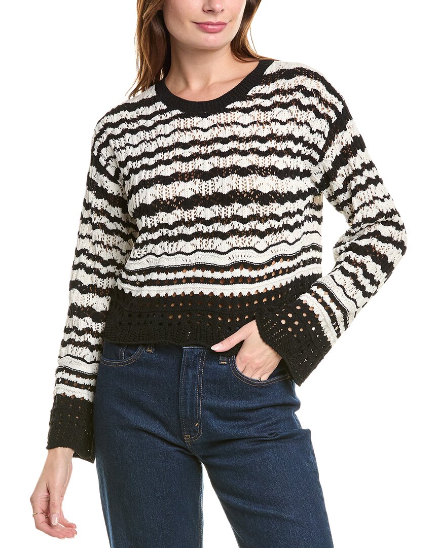 Laundry By Shelli Segal Crochet Chenille Sweater In Black