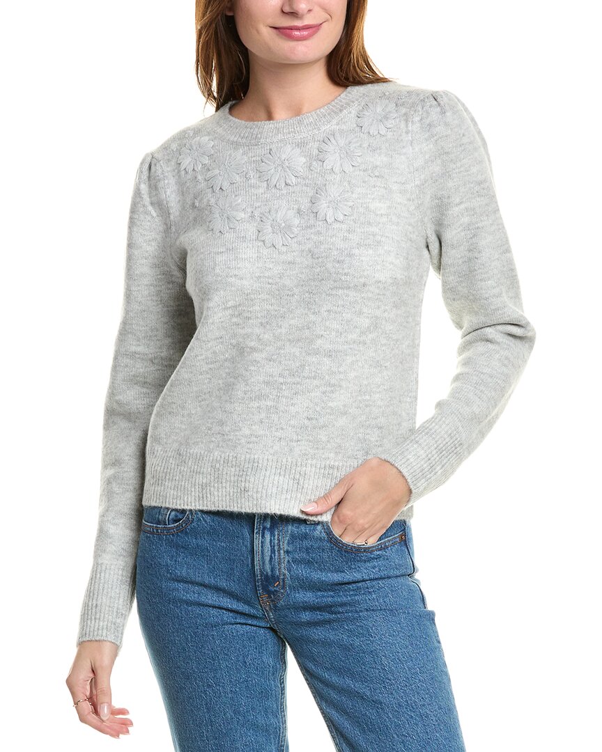 Laundry By Shelli Segal Embroidered Sweater In Grey