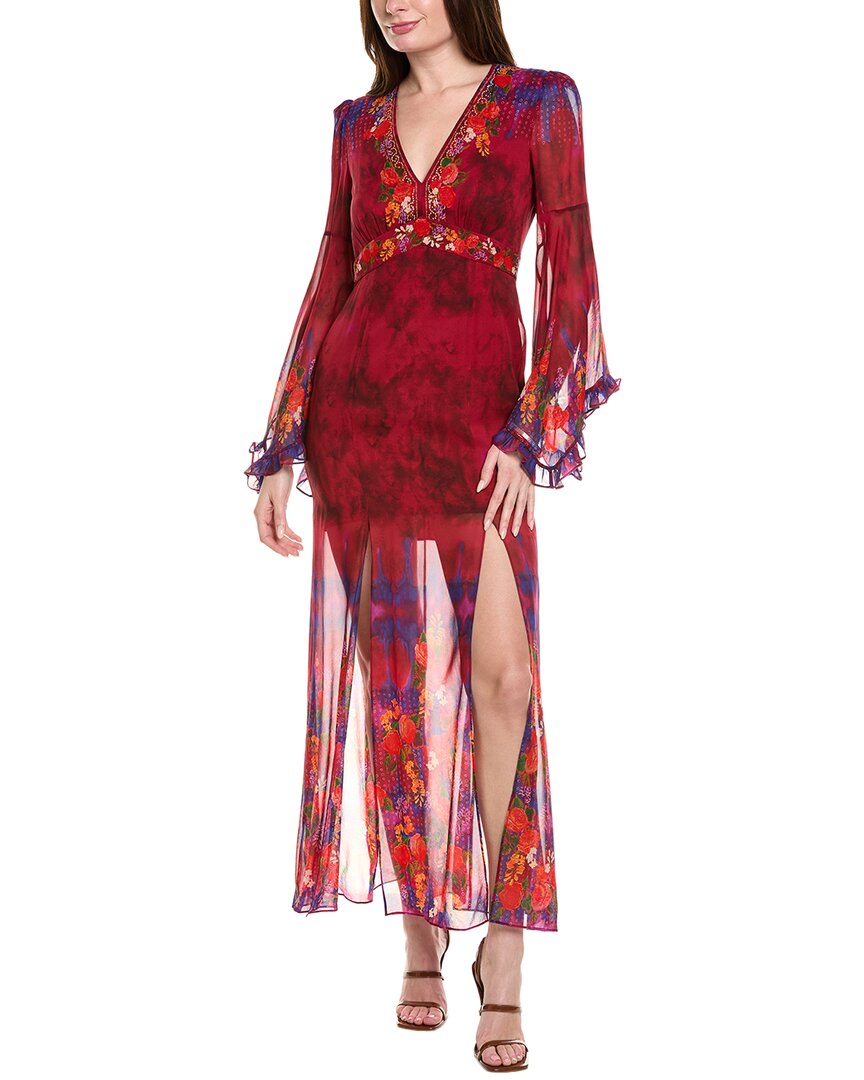 Saloni Silk Maxi Dress In Red
