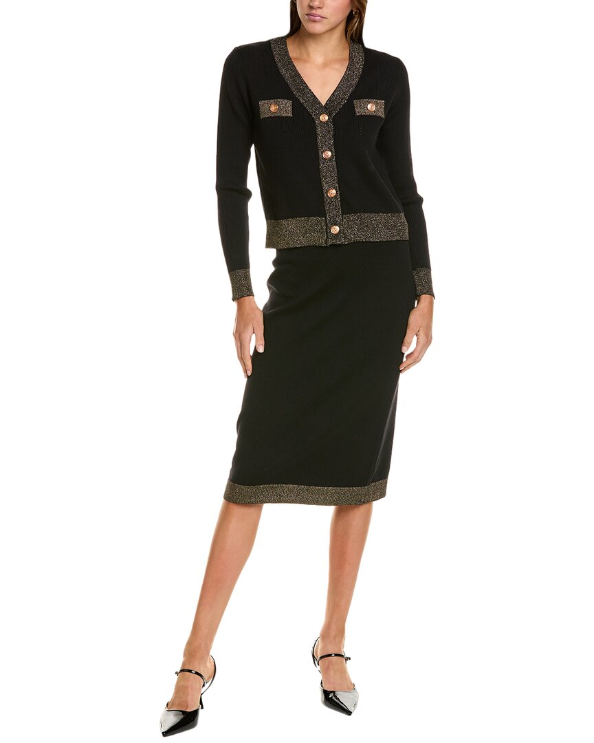 Nanette Lepore Nanette  2pc Cardigan & Skirt Set In Black