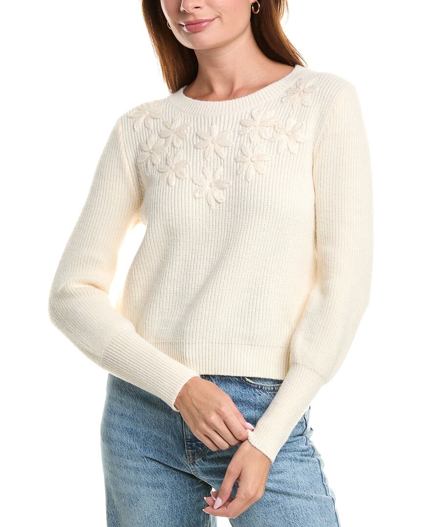 Nanette Lepore Nanette Embroidered Flower Sweater In White