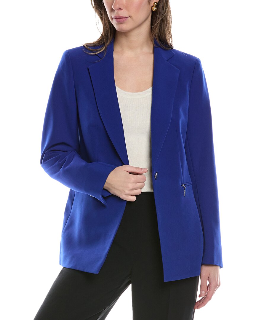 Anne Klein Zip Pocket Blazer In Blue