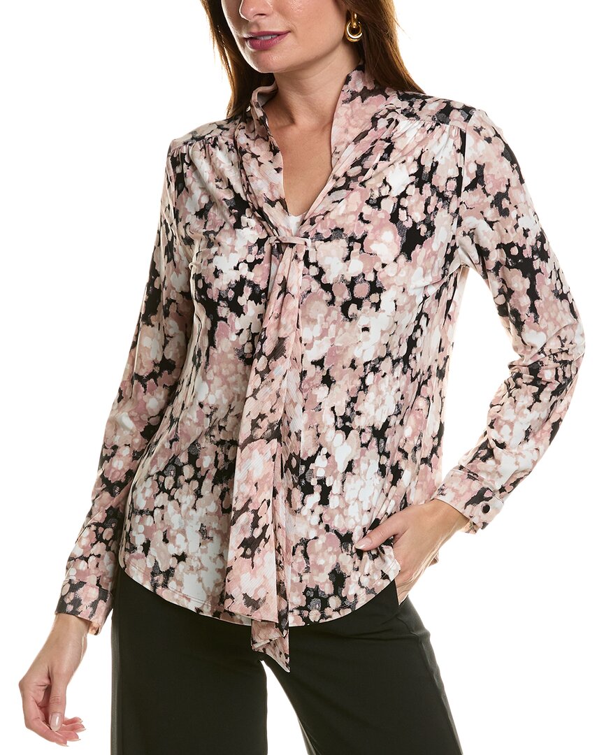 Anne Klein Abstract Print Wrap Top In Black