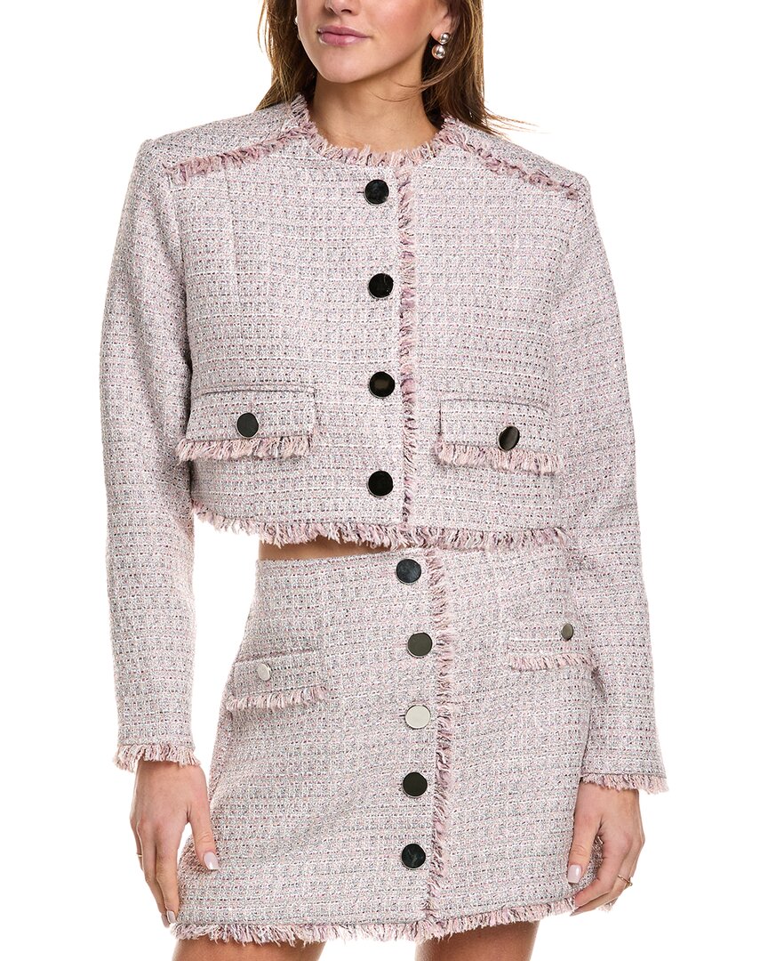 Toccin Lainey Cropped Tweed Jacket In Pink