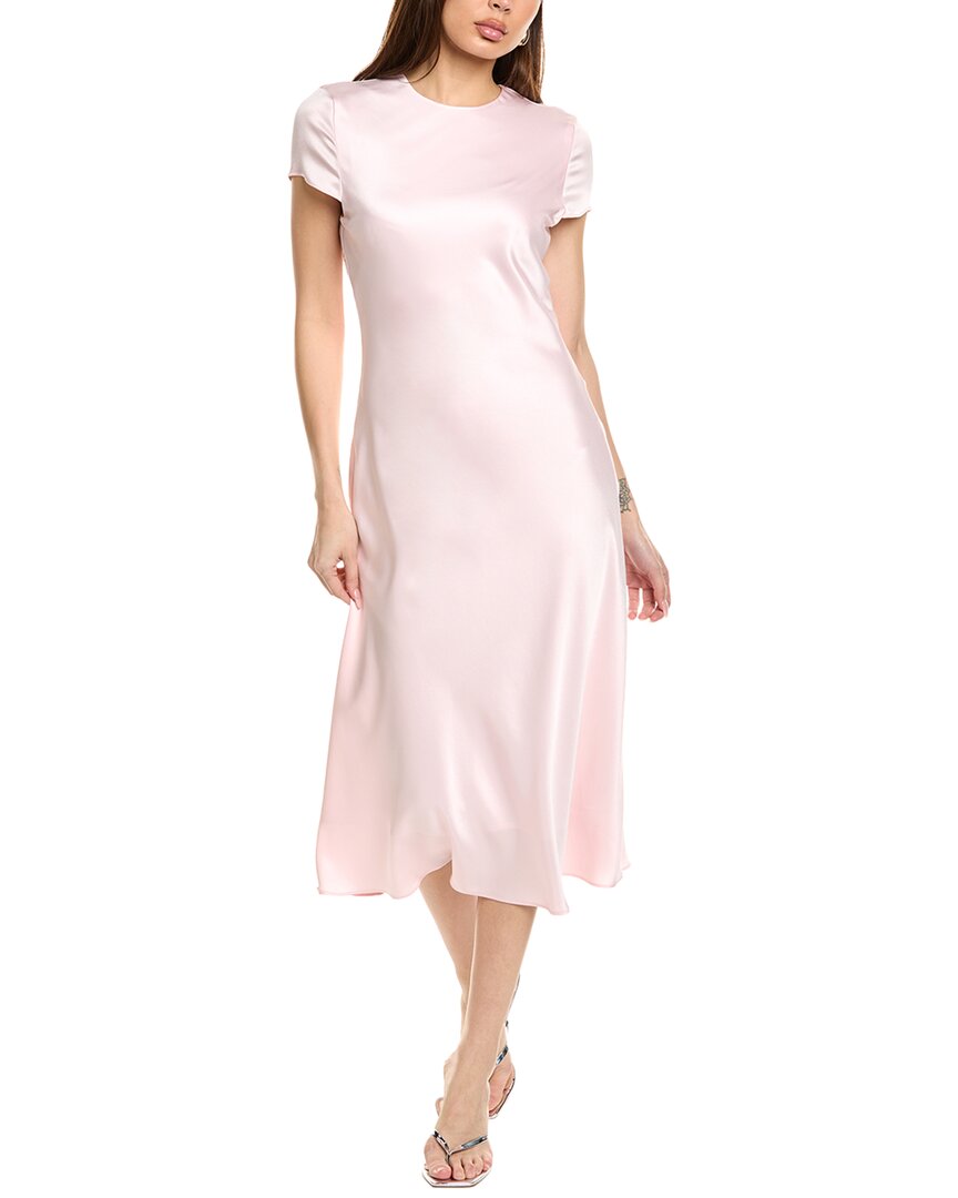 Toccin Luciana Short Sleeve Satin Slip Dress In Light Pink In Pink