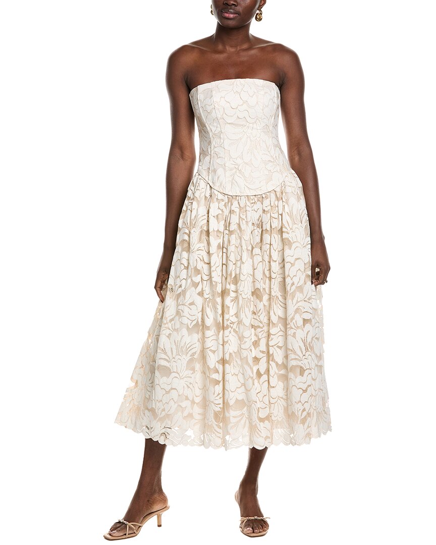 Toccin Melody Corset Midi Dress In White