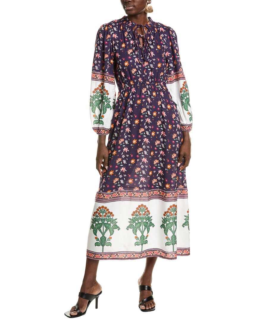 Garrie B Smocked Maxi Dress In Blue