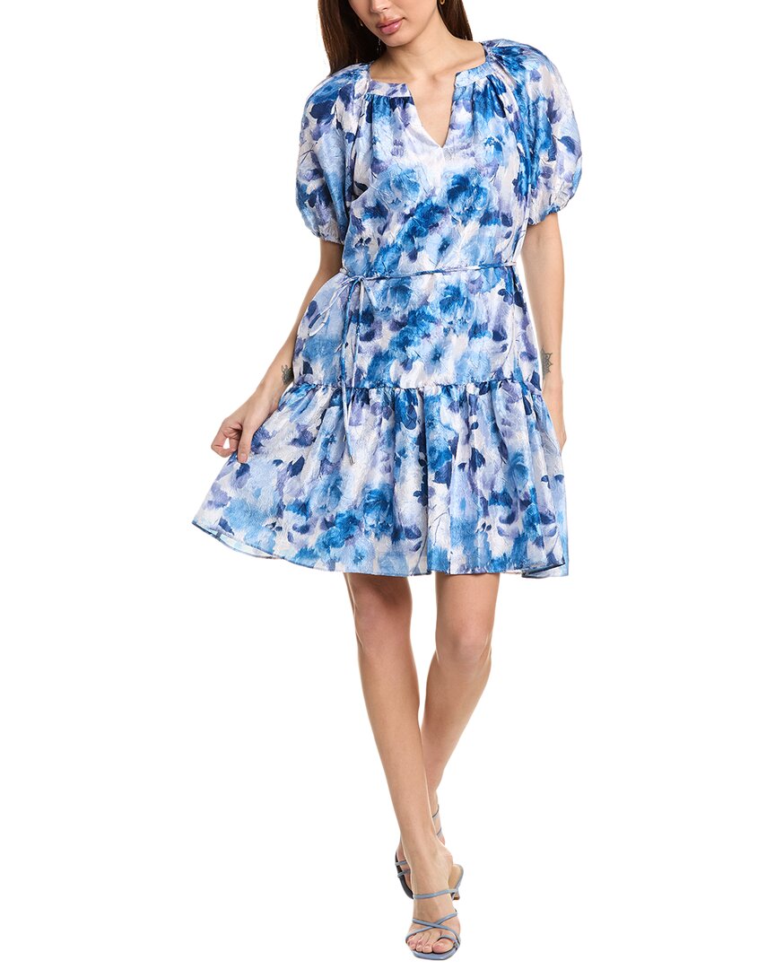 Julia Jordan Crushed Taffeta Shift Dress In Blue