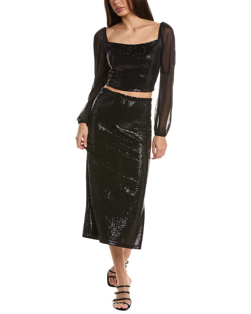 Bebe 2 Piece Sequin Square Neck Set In Black