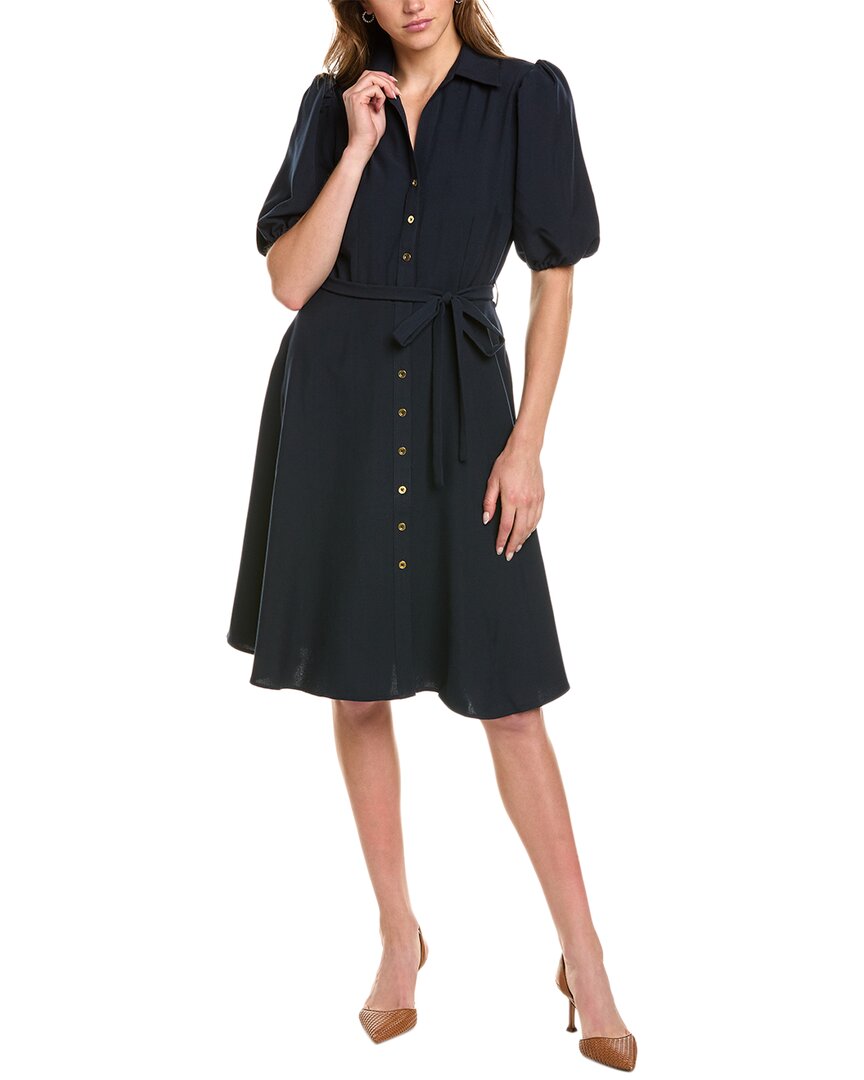 Sharagano Pleated Hem Shirtdress In Blue