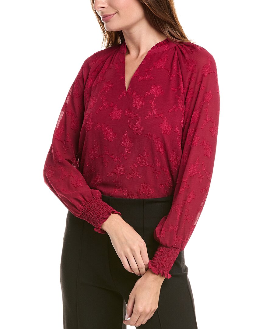 Nanette Lepore Pebble Crepe Blouse In Red