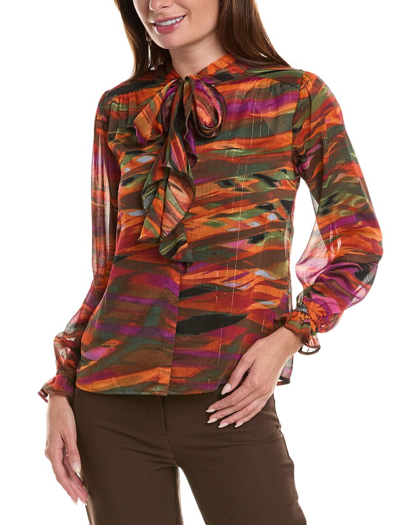 Nanette Lepore Scarf Blouse In Green
