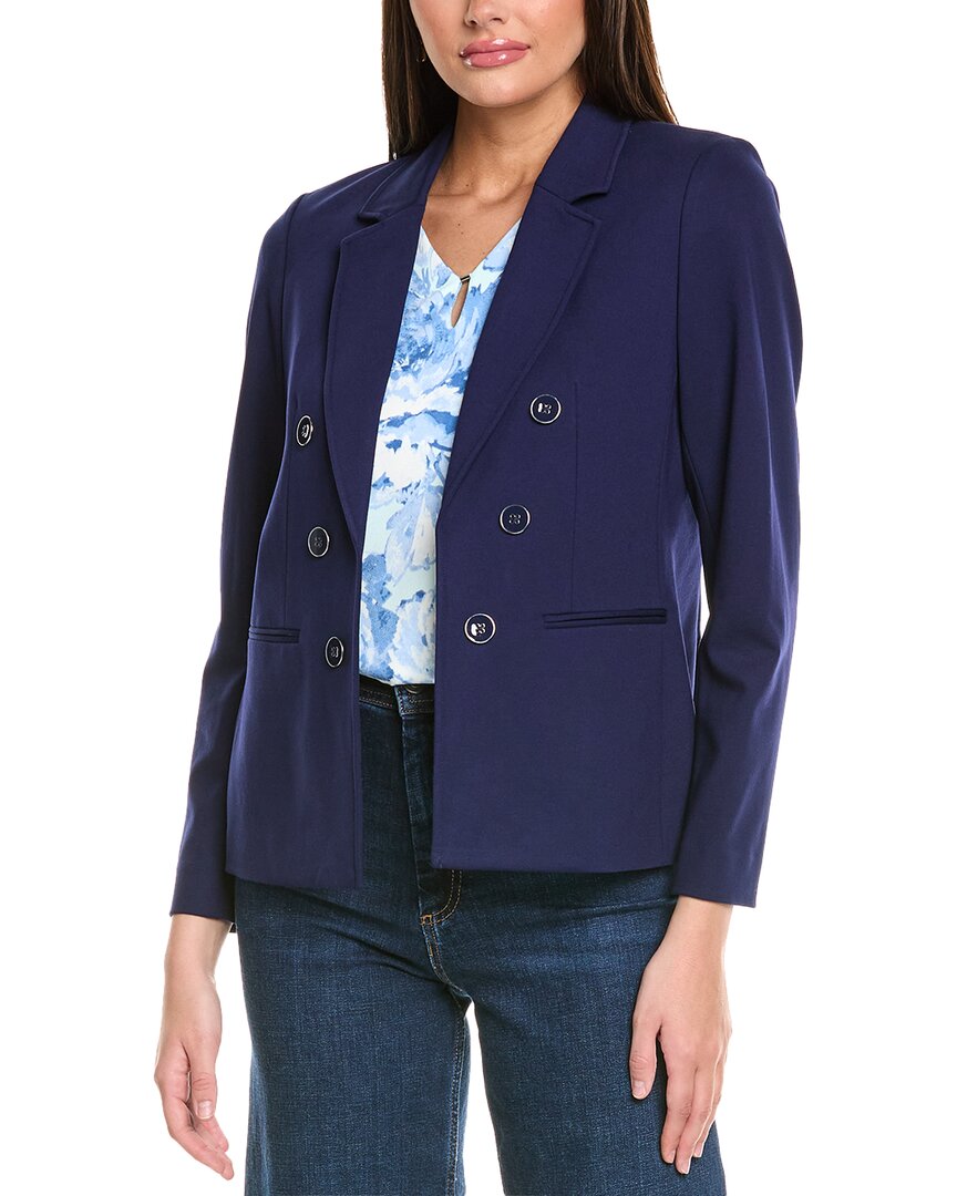 Shop Jones New York Faux Double-breasted Jacket In Blue