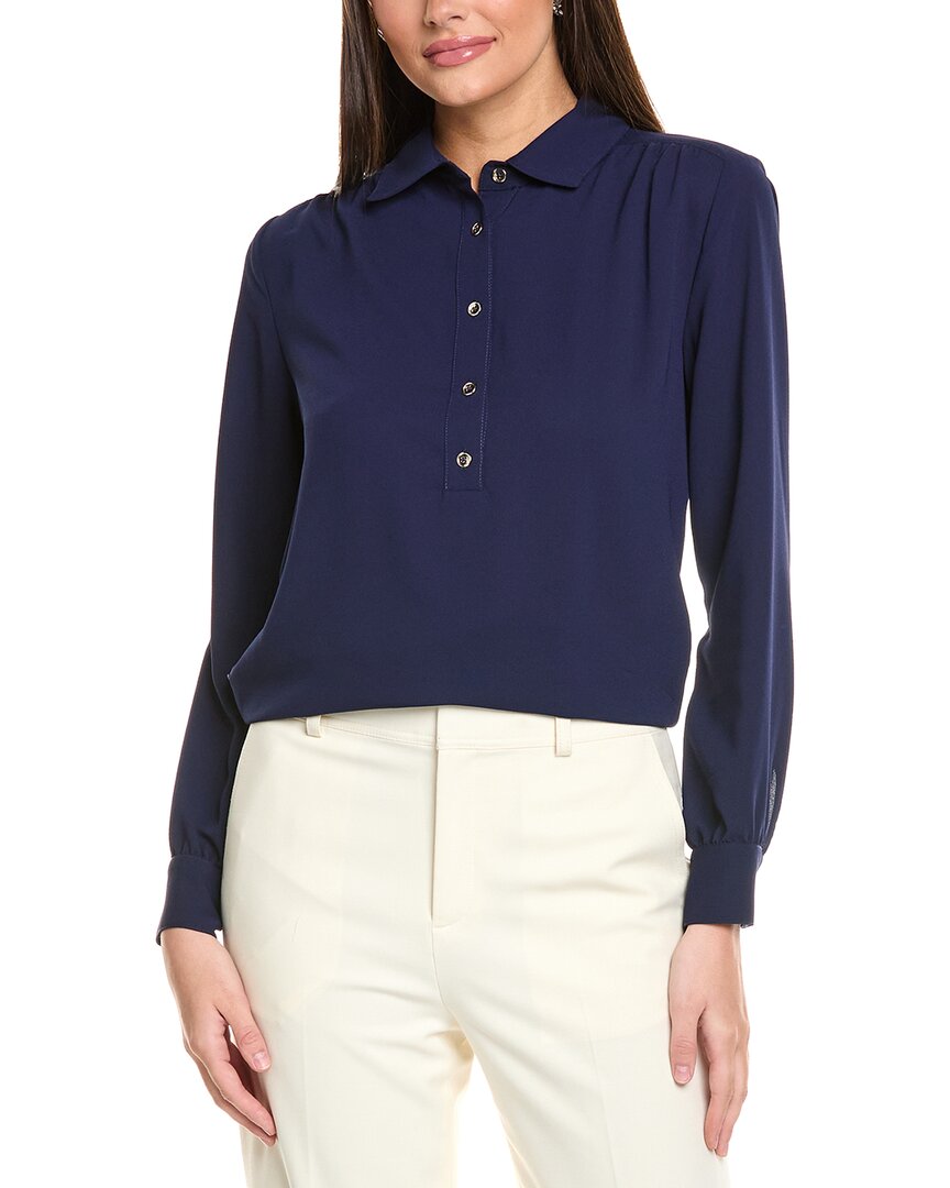 Jones New York Shirttail Side Button Popover In Blue