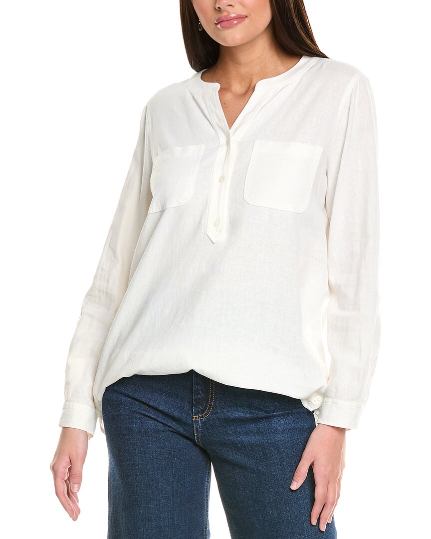 Jones New York Button Front Linen-blend Tunic In White