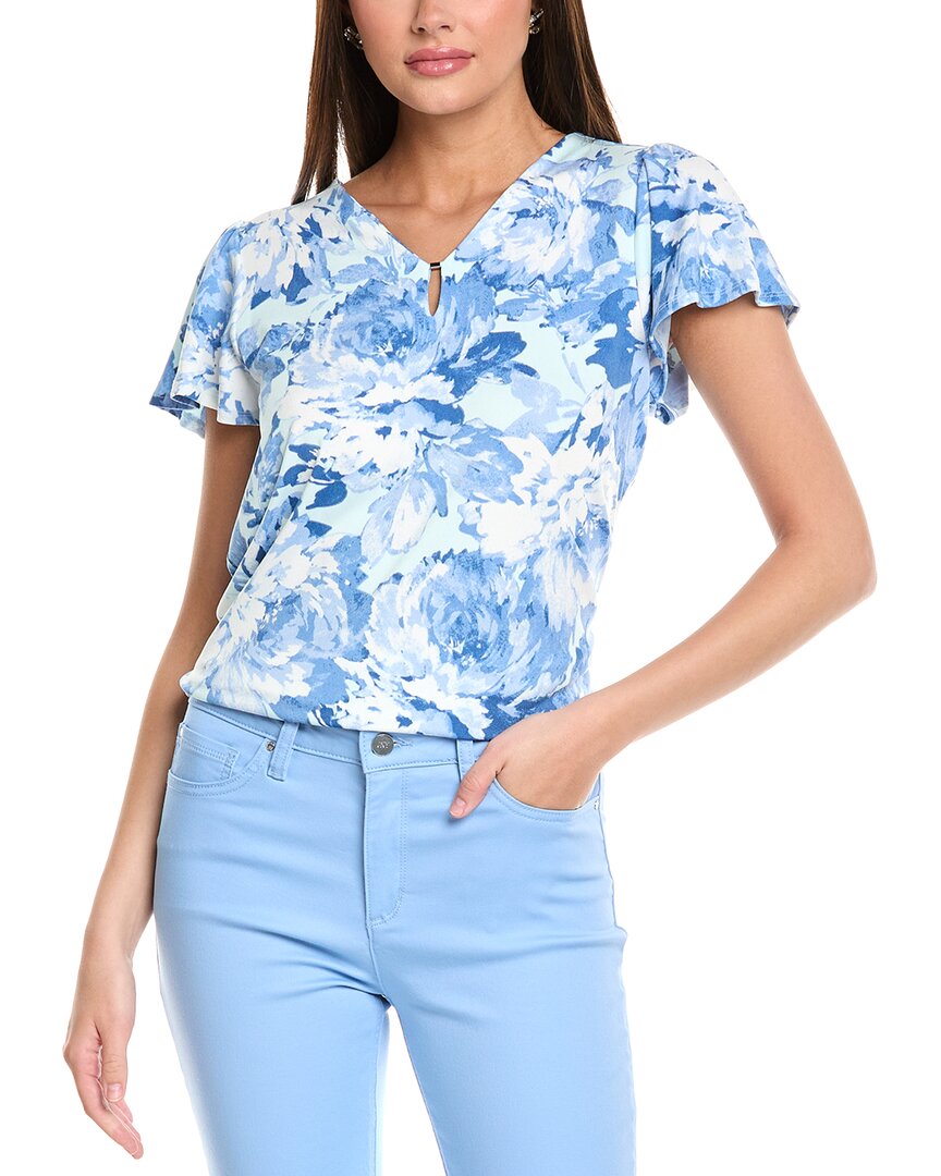 Jones New York Floral Flutter Sleeve Top