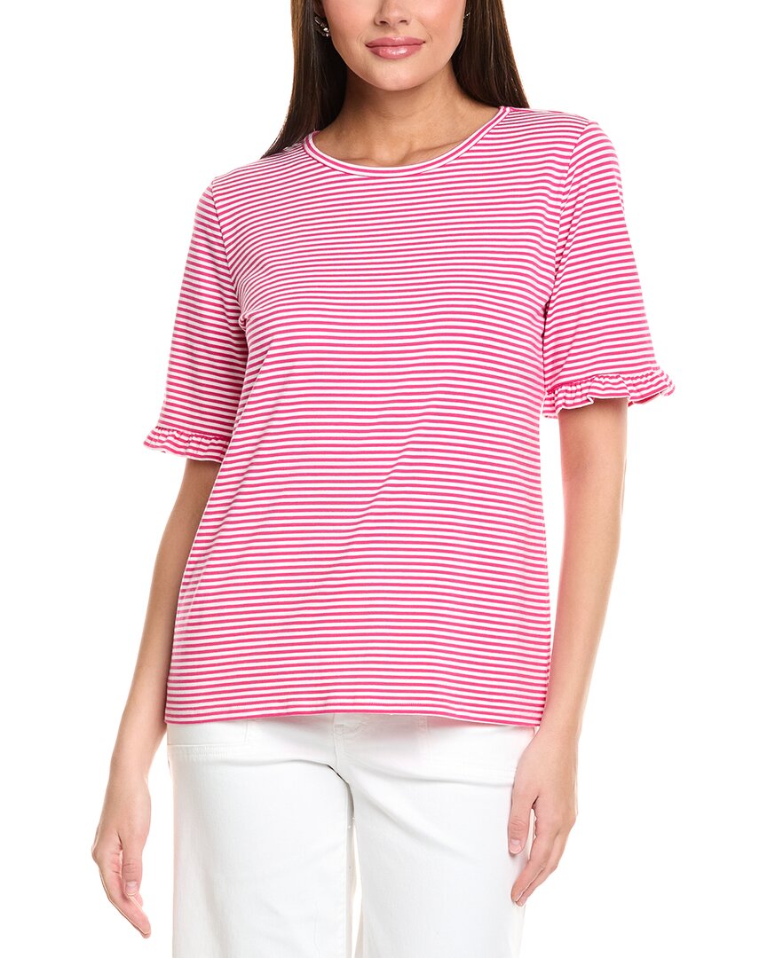 Jones New York Elbow Ruffle Sleeve Top In Pink