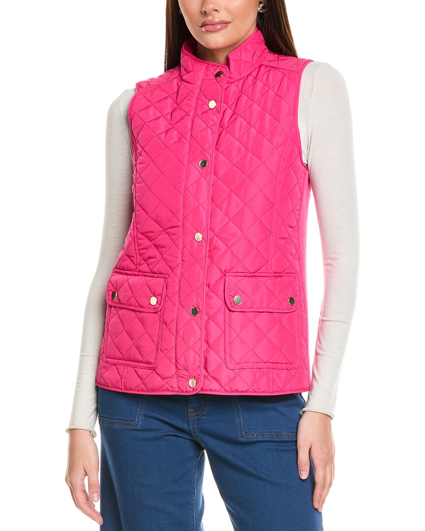 Jones New York Petite Mock-neck Quilted Puffer Vest In Pink