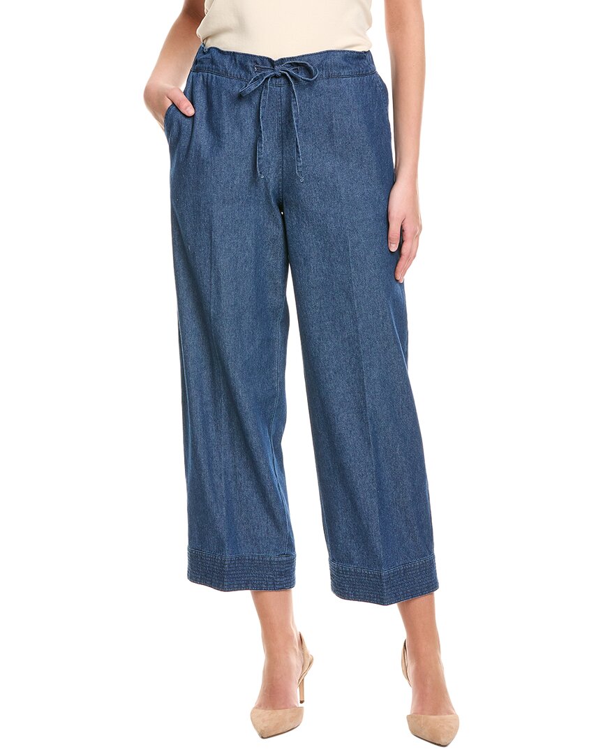 Jones New York Chambray Tie-waist Stitch Hem Pant In Blue