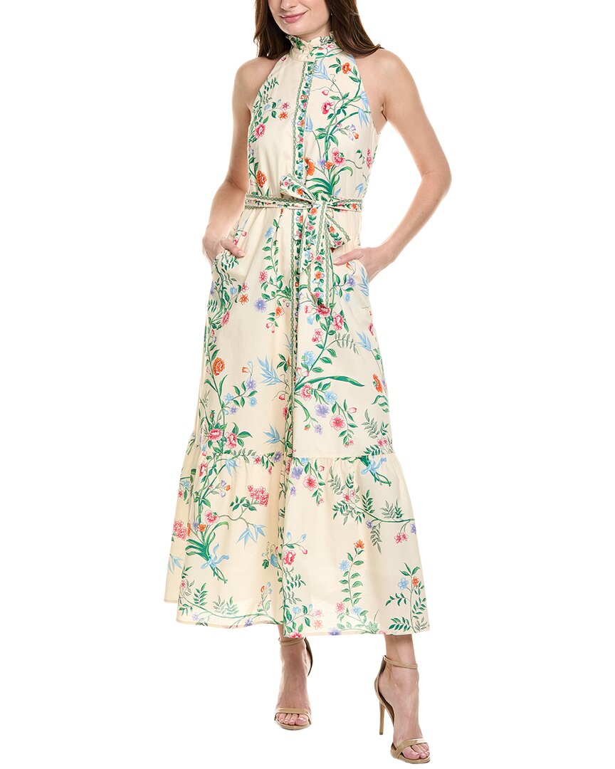 Flora Bea Nyc Fawn Maxi Dress In White