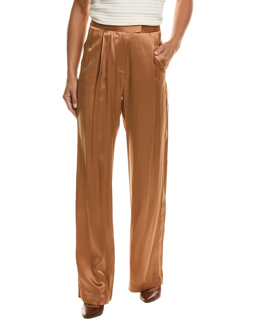 The Sei Silk Wide Leg Pant In Brown