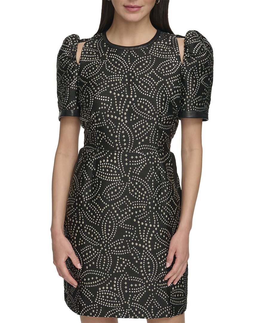 Dkny Stud Shoulder Cutout Puff Sleee Minidress
