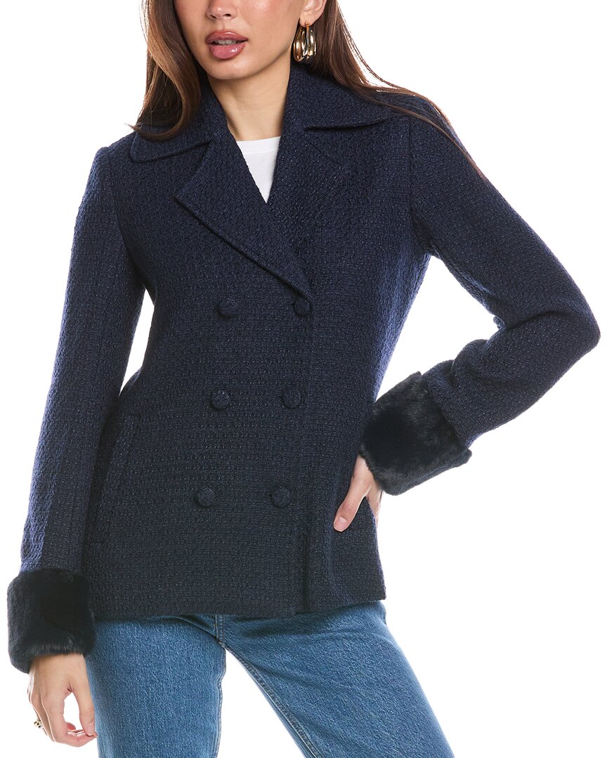 Flora Bea Nyc Nelson Wool-blend Coat In Blue