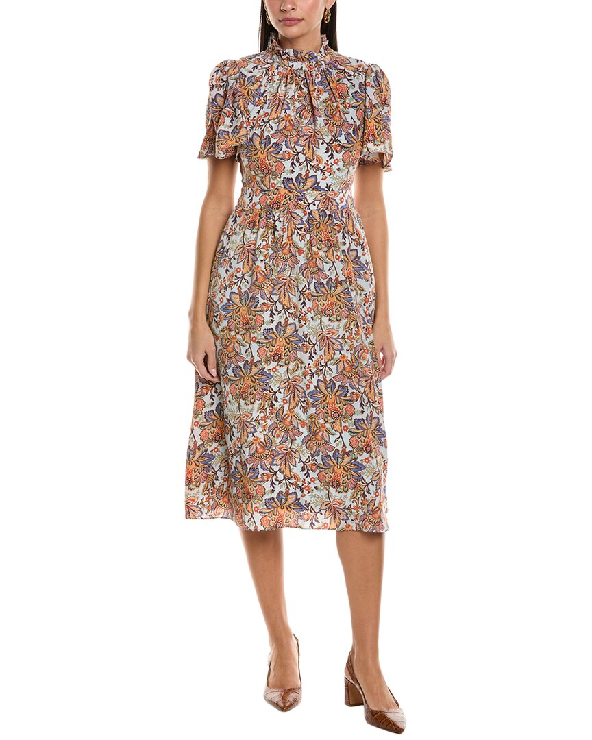 Julia Jordan Print Mock Neck Midi Dress In Blue
